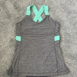 Lululemon push your limits tank top with mint green thick straps